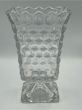 Vintage Fostoria American Clear Cubist Square Footed Vase